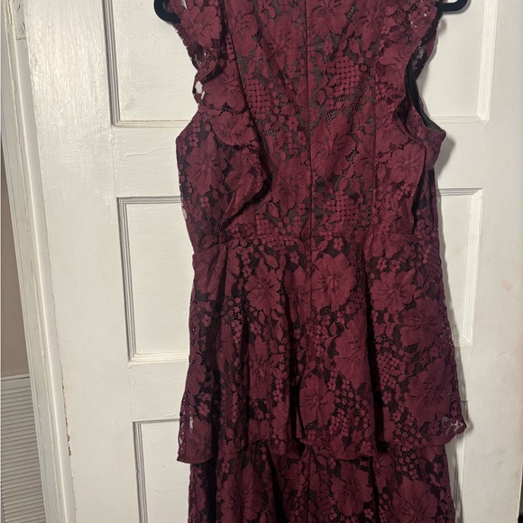 Lulu's Deep Wine Lace Maxi Dress - Picture 4 of 6